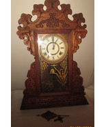 1906 + -  Sessions Ginger Bread Swamp Scene Mantle 8 DAY Clock Running - £154.54 GBP