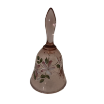 Fenton Pink Bell Hand Painted Art Glass Flowers Signed L Everson Diamond Optic - £20.77 GBP