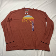 Sun &amp; Mountains Mens Eddie Bauer Graphic T-Shirt Brown Long Sleeve Crew XXL New - £17.02 GBP