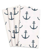 Fete Anchor Napkins in White Set of 4 Cotton 20x20&quot; Beach Summer House B... - £17.69 GBP