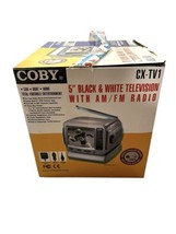 NEW IN BOX Coby CX-TV1 5&quot; Analog CRT Television Black &amp; White, AM/FM Radio - $32.71
