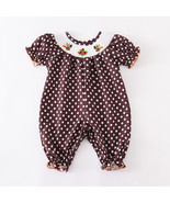 NEW Boutique Thanksgiving Turkey Smocked Embroidered Baby Girls Romper Jumpsuit - $16.99