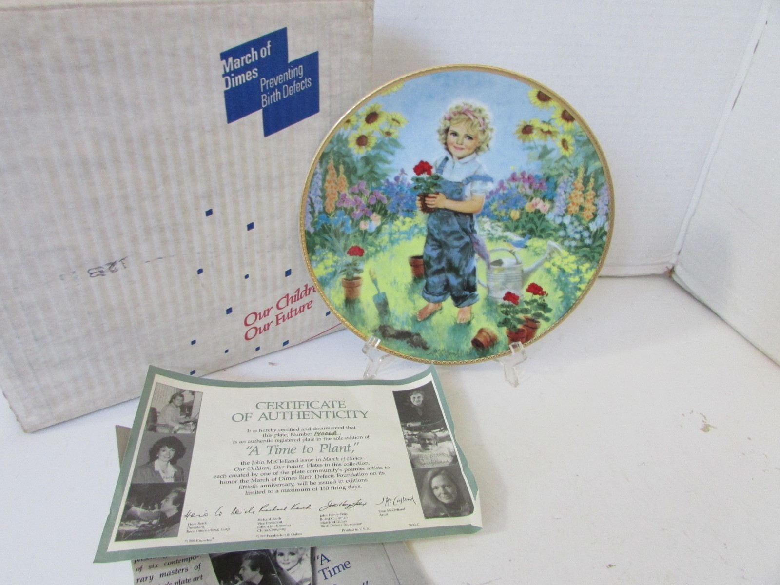 RECO COLLECTOR PLATE A TIME TO PLANT 1989 MARCH OF DIMES  14006A COA BOX - $3.91