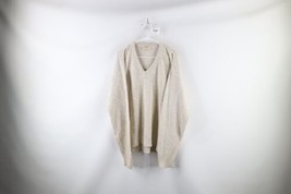 Vtg 70s LL Bean Mens XL Blank Cotton Rayon Jute Knit V-Neck Sweater Beige USA - $128.65