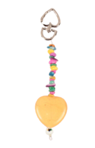 Hand Made Artisan Key Chain Purse Charm Natural Beads and Heart Design Peach - £10.42 GBP