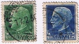 Stamps Italy 1944 Definitives Used 25c Green &amp; 1.25 Lire Blue - £1.68 GBP