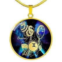 Express Your Love Gifts Gemini Purple Galaxy Zodiac Necklace Stainless Steel or  - £35.56 GBP
