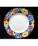 Vtg Ges Gesch Colorful Flower Border Black Trim 7.5&quot; Plate Replacement B... - $19.99