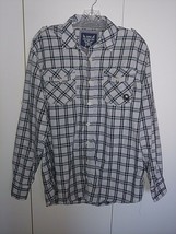 Adademiks Men&#39;s LS/ROLL Up GRAY/WHITE Plaid Casual Button SHIRT-L-NWOT-2 Pockets - £14.85 GBP