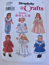 Simplicity 8692 Doll Clothes for 18&quot; Doll Dress Nightgown Romper Pantalo... - $6.99