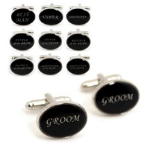 PERSONALISED WEDDING PARTY CUFFLINKS PAIR High Quality NEW w GIFT BAG Bl... - $4.95