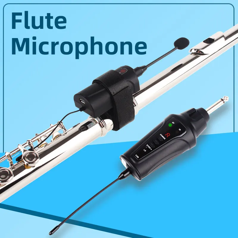 DT-5 Flute Microphone Instrument UHF Wireless Mic Micro-Gooseneck Pick Up Receiv - £375.93 GBP