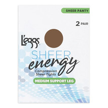 L&#39;eggs Sheer Energy Medium Leg Support Control Top Tights, 2 Pair, Suntan - $14.84