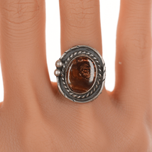 sz5.75 60&#39;s-70&#39;s Navajo Fire Agate silver ring - $114.35