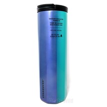 2020 Starbucks Blue Green Ribbed Tumbler Stainless Steel Vacuum-Sealed 16oz - £36.91 GBP