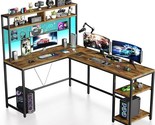 L Shaped Desk With Hutch - 67&quot; L Shaped Gaming Desk With Led Lights, Cor... - £288.20 GBP