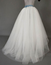 White Jean Tulle Skirt Outfit Petite Size Casual Wedding Photo Tulle Skirt image 7