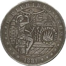 Medalla de fantasía grabada única con escena de Navidad - Edición 1881 - $18.66 CAD