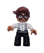 LEGO DUPLO DAD MAN w/ BROWN HAIR 2.5&quot; FIGURE with Glasses Ice Cream Shirt - $28.98 CAD