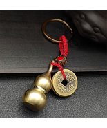 Fortune Safely Gourd Shape Lucky Rope Keychain Pure Brass Feng Shui Coin... - £8.38 GBP+