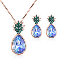 Blue Crystal &amp; 18K Rose Gold-Plated Pineapple Pendant Necklace &amp; Earrings - £11.25 GBP