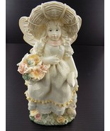 Vintage GARDEN FAIRY FIGURINE w/ FLower Basket, Sun Hat and SMiling Turtle - $116.53 MXN