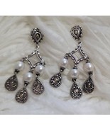 RARE! John Hardy Sterling 925 Cultured Pearls Chandelier Earrings+14 K A... - $651.15 CAD