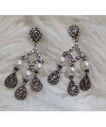 RARE! John Hardy Sterling 925 Cultured Pearls Chandelier Earrings+14 K A... - £377.70 GBP