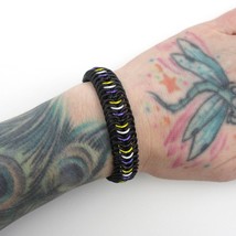 Nonbinary pride jewelry, stretchy chainmail bracelet, yellow white purple black - £27.17 GBP