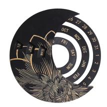 Round Moon Wooden Perpetual Wall Hanging Calendar Birthday Reminder Home... - £19.94 GBP