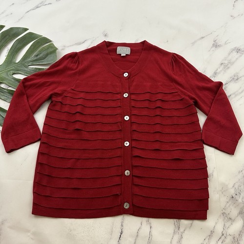 Pure Collection Womens Silk Cashmere Blend Cardigan Sweater Size 12 Red ... - £26.80 GBP