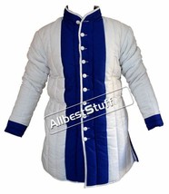 Grueso Acolchado Gambeson Blanco con Azul Manga Larga Longitud Abrigo ABS - $84.01+