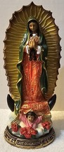 LADY GUADALUPE VIRGIN MARY PRAY ROSE FLOWER ANGEL RELIGIOUS FIGURINE  - £31.01 GBP