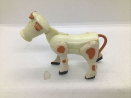 Vintage Fisher Price Little People Farm Cow Animal White &amp; Brown SPOT #915 - £10.16 GBP