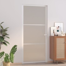 Interior Door 93x201.5 cm White Matt Glass and Aluminium - $194.59