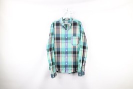 J Crew Mens Large Slim Fit Faded India Madras Plaid Collared Button Shirt Cotton - £23.70 GBP