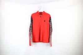 Spyder Mens Small Spider Web All Over Print Half Zip Pullover Skiing Top Red - £35.52 GBP