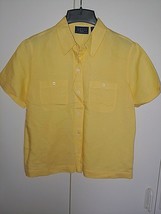 Crazy HORSE/LIZ Claiborne Ladies Ss Yellow Button RAMIE/RAYON TOP-S-NWOT-COOL - £6.05 GBP