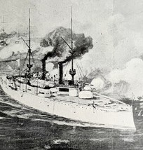 Battle Of Manila Navy Victorian 1898 Print Cuba&#39;s Freedom Spanish War DWU15 - $549.97 MXN