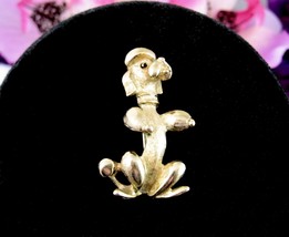 Sarah Coventry FRENCHIE POODLE PIN Vintage Brooch Goldtone Puppy Dog Signed - £14.79 GBP