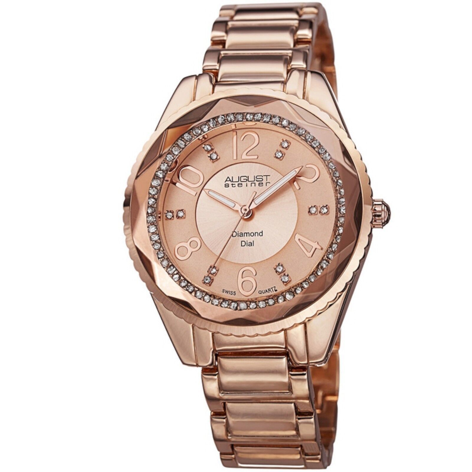 Primary image for NEW August Steiner AS8122RG Rose Gold-Tone Womens Watch Crystal Bezel diamond