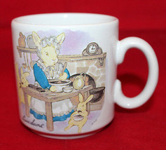 Laura Secord Bunnies Rabbits Cooking White Mug Cup Made in England Vintage - £20.23 GBP