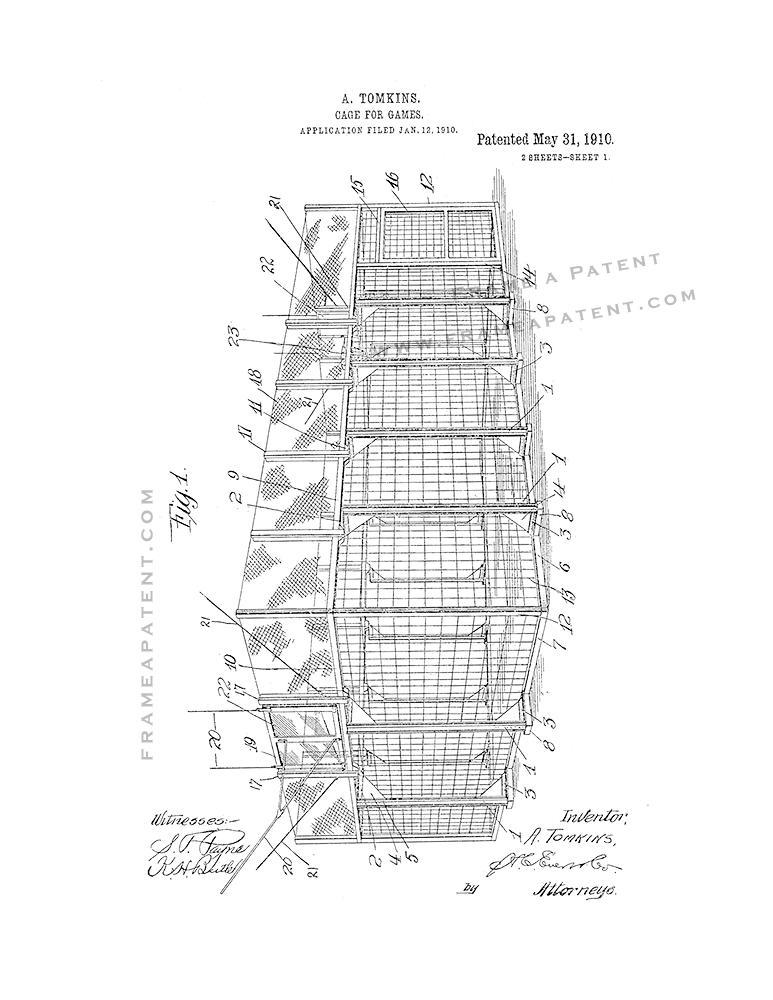 Cage For Games Patent Print - White