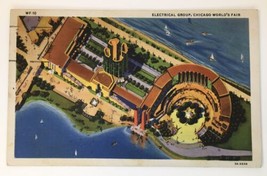 Theme &amp; Expo~Aerial Electrical Group Chicago Worlds Fair 1933~Linen Postcard - £2.87 GBP
