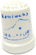 White Thimble Blue Map Kentucky Frankfort Porcelain Vintage - $11.87