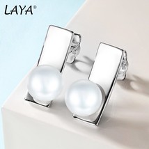 Natural Freshwater Bread Pearl Earrings For Women 925 Sterling Silver Simple Tex - £29.22 GBP