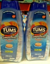 2PACK Tums Smoothies Antacid Assorted Fruit 250 Chewable Tablets Extra Strenght - £41.00 GBP