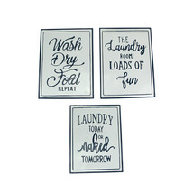 Set of 3 Metal Laundry Signs Decorative Wall Art Room Decor Home Accessories - £38.82 GBP
