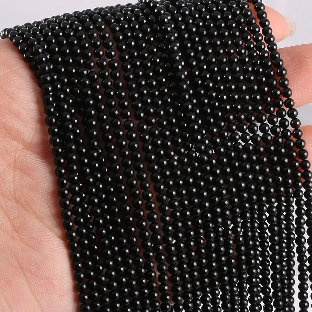 2024 New Wholesale Natural Stone Beads Black Agates Beads Fine Look for Jewelry - £9.39 GBP+