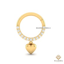 Ariana Daith Piercing | 14K Solid Gold Dainty Septum Clicker Nose Ring C... - $3,426.90 MXN